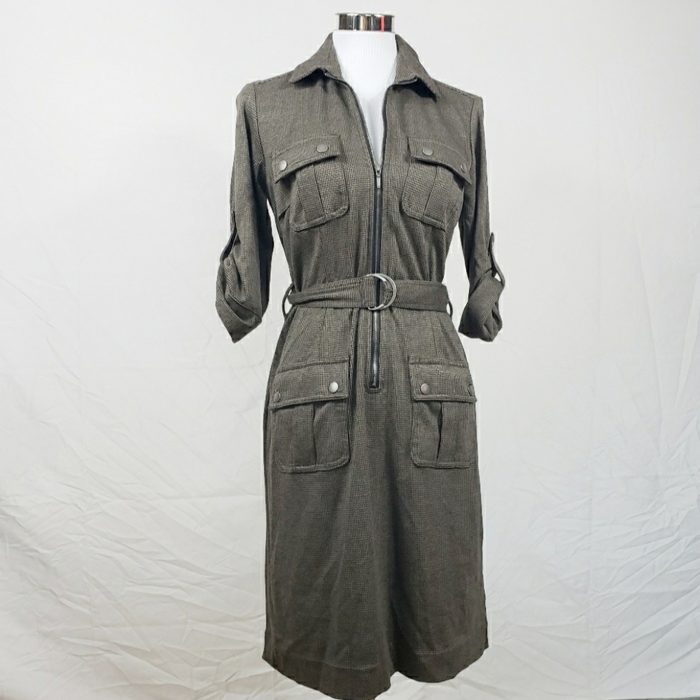 Sharagano Belted Shirt Dress Womens